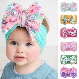 6pcs Baby  floral Print headband bow knot  multi colors
